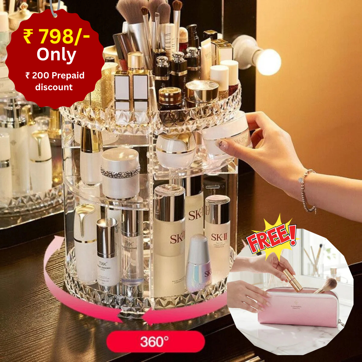 360° Rotating Cosmetics Organiser
