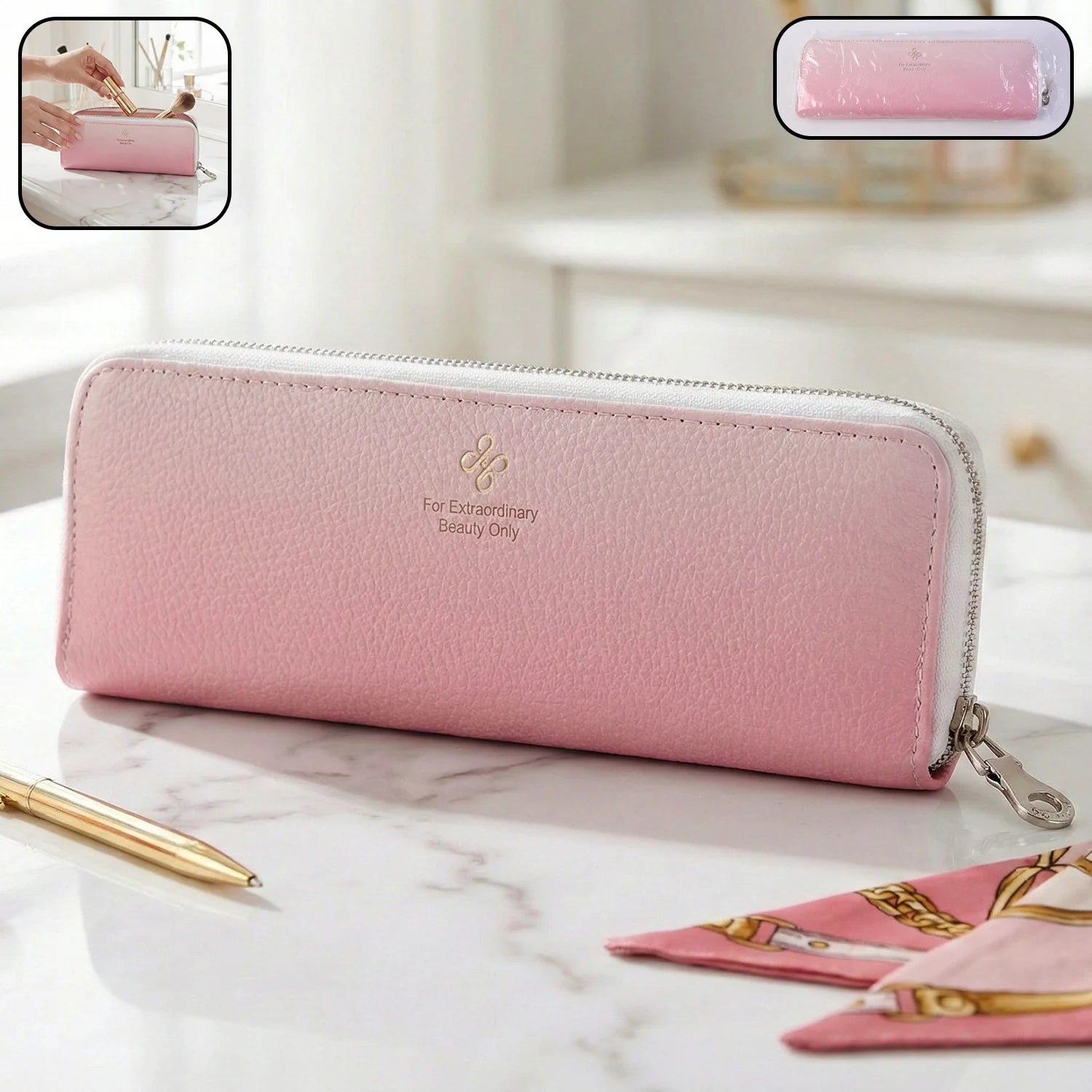 Premium PU Leather Makeup Brush Pouch