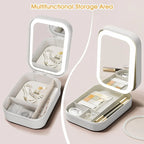 Compact Makeup Vanity With LED Mirror