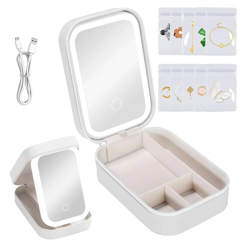 Compact Makeup Vanity With LED Mirror
