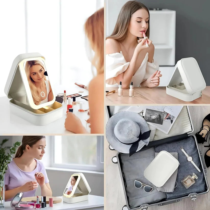 Compact Makeup Vanity With LED Mirror