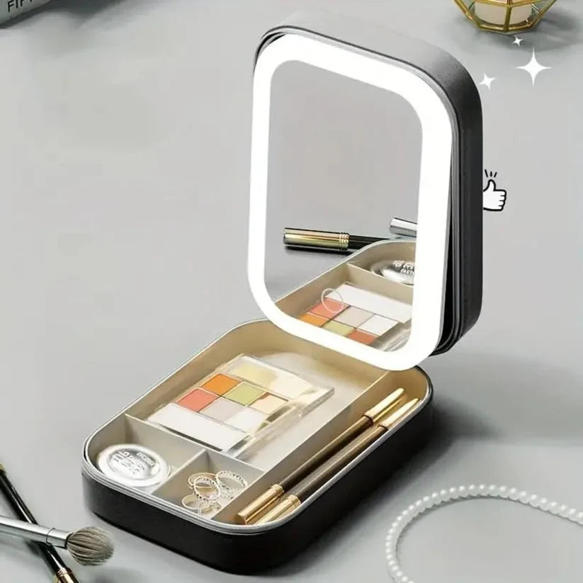 Compact Makeup Vanity With LED Mirror