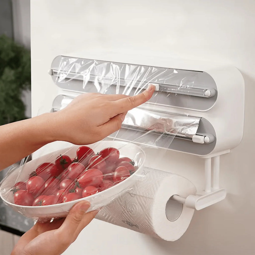 Multi-Functional 3-in-1 Kitchen Wrap Dispenser with Cutter